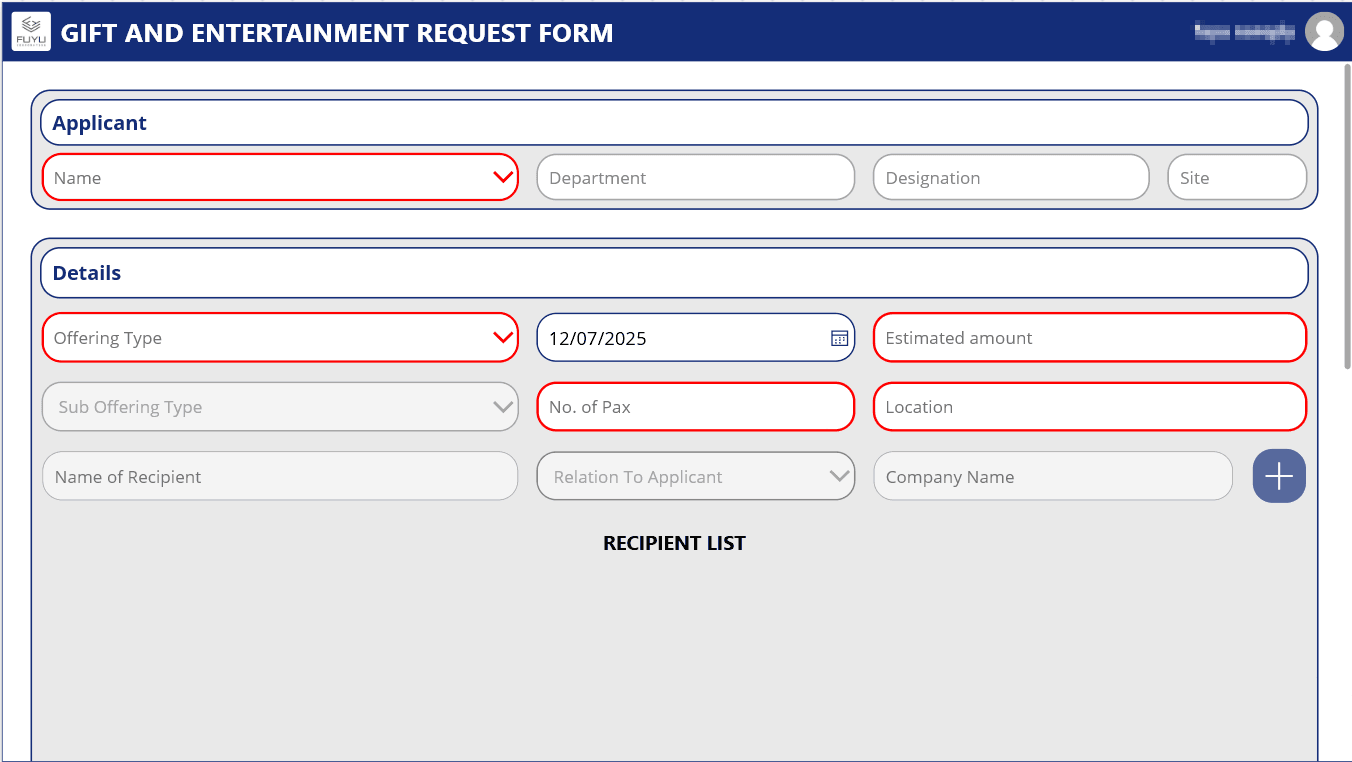 Gift and Entertainment Form